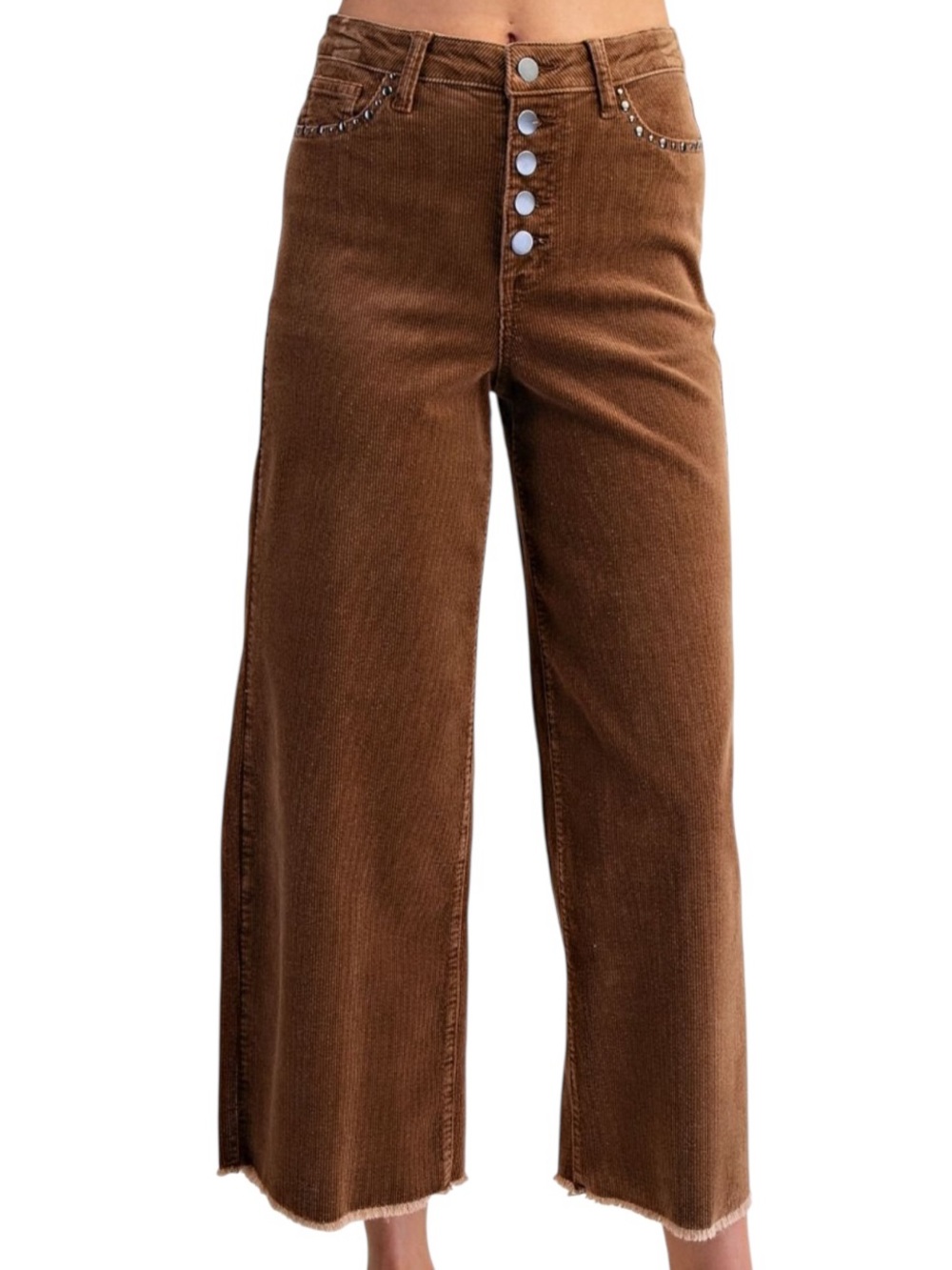 Easel Camel brown Studded Corduroy Wideleg Pant